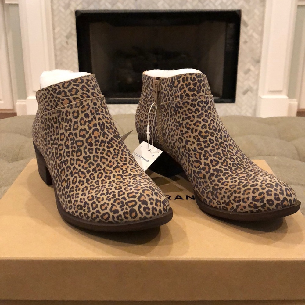 Lucky Brand Suede Leopard waterproof Bootie. NEW